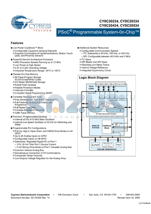 CY8C20234-12LKXIT datasheet - PSoC Programmable System-0n-Chip