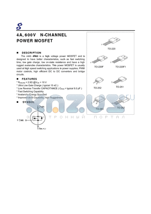 AMS4N60 datasheet - 4A, 600V N-CHANNEL POWER MOSFET