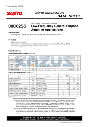 08C02SS datasheet - Low-Frequency General-Purpose Amplifier Applications