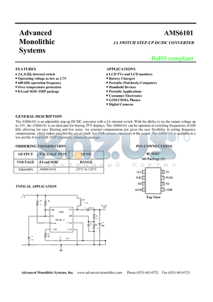 AMS6101S datasheet - 2A SWITCH STEP-UP DC/DC CONVERTER