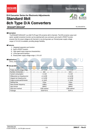 BH2226F datasheet - Standard 8bit 8ch Type D/A Converters