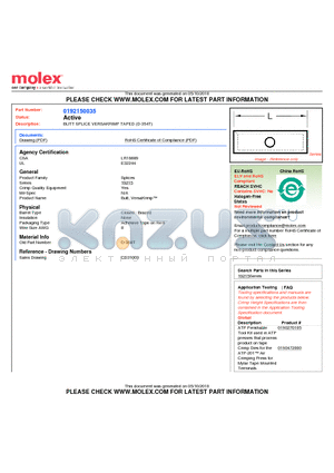 CD31003 datasheet - BUTT SPLICE VERSAKRIMP TAPED (D-354T)