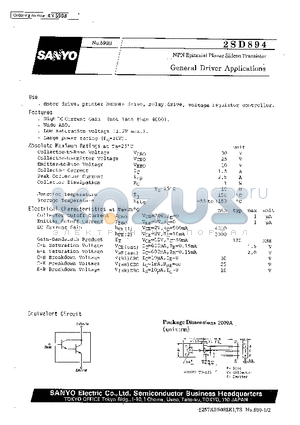 2SD894 datasheet - General Driver Applications