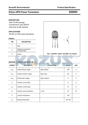 2SD895 datasheet - Silicon NPN Power Transistors