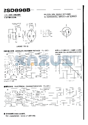 2SD898B datasheet - SILICON NPN TRIPLE DIFFUSED TV HORIZONTAL DEFLECTION OUTPUT