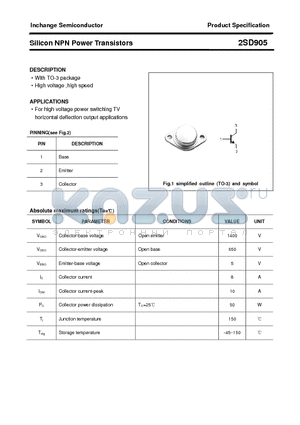 2SD905 datasheet - Silicon NPN Power Transistors