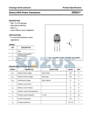 2SD917 datasheet - Silicon NPN Power Transistors