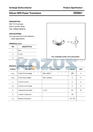 2SD951 datasheet - Silicon NPN Power Transistors