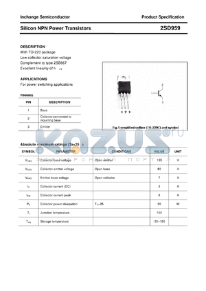 2SD959 datasheet - Silicon NPN Power Transistors