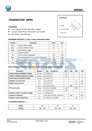 2SD965 datasheet - TRANSISTOR(NPN)