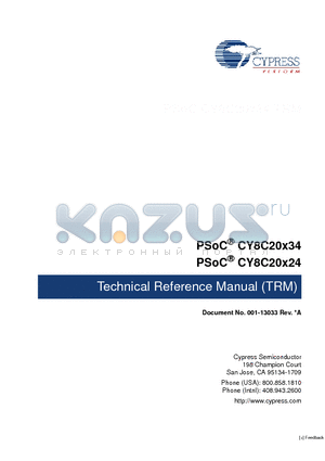 CY8C20X34 datasheet - Technical Reference Manual (TRM)