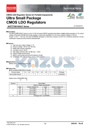 BH30RB1WGUT-E2 datasheet - Ultra Small Package CMOS LDO Regulators