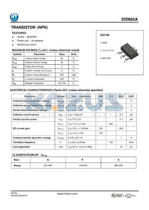 2SD965A datasheet - TRANSISTOR (NPN)