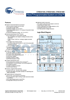 CY8C21323-24LFXI datasheet - PSoC^ Programmable System-on-Chip