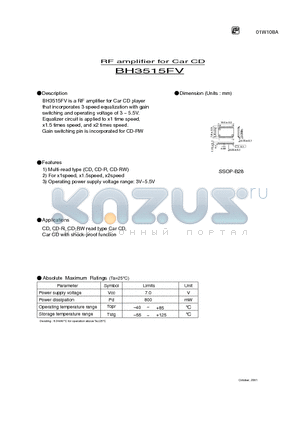 BH3515FV datasheet - RF amplifier for Car CD