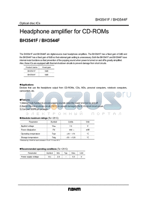 BH3541F datasheet - Headphone amplifier for CD-ROMs