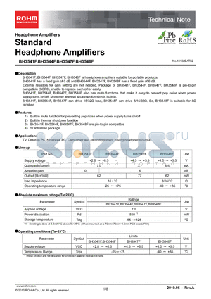 BH3547F-E2 datasheet - Standard Headphone Amplifiers