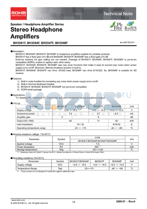 BH3548F datasheet - Stereo Headphone Amplifiers