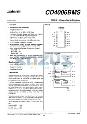 CD4006BMS datasheet - CMOS 18-Stage Static Register