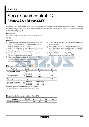 BH3854AFS datasheet - Serial sound control IC