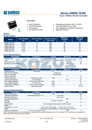 AMSR-78-NZ datasheet - Up to 7.5Watt | DC-DC Converter