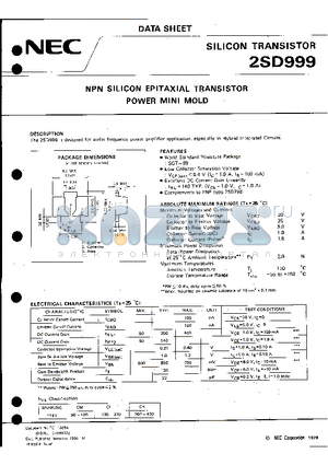 2SD999 datasheet - NPN SILICON EPITAXIAL TRANSISTOR POWER MINI MOLD