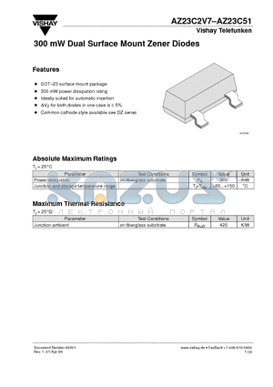 AZ23C11 datasheet - 300 mW Dual Surface Mount Zener Diodes