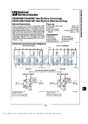 CD4009C datasheet - Hex Buffers