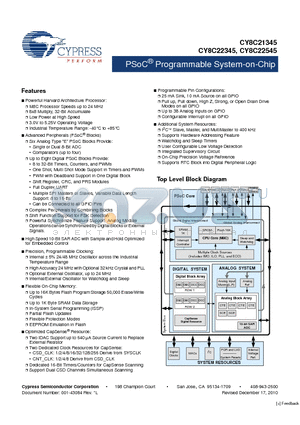 CY8C22545-24AXI datasheet - PSoC Programmable System-on-Chip