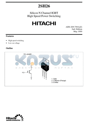 2SH26 datasheet - Silicon N Channel IGBT High Speed Power Switching