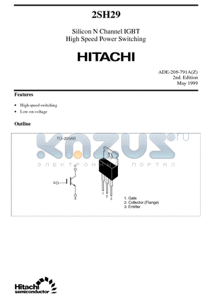 2SH29 datasheet - Silicon N Channel IGBT High Speed Power Switching