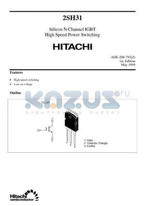 2SH31 datasheet - Silicon N Channel IGBT High Speed Power Switching