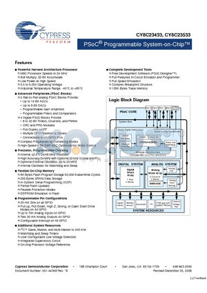 CY8C23533 datasheet - PSoC Programmable System-on-Chip