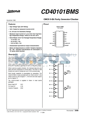 CD40101BMS datasheet - CMOS 9-Bit Parity Generator/Checker