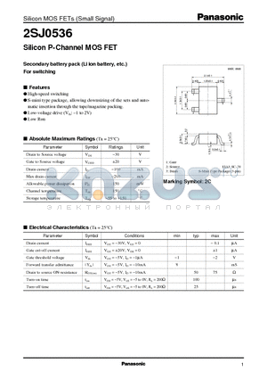 2SJ0536 datasheet - Silicon P-Channel MOS FET