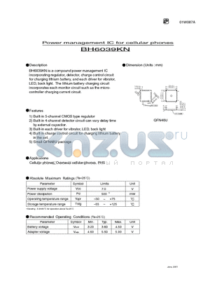 BH6039KN datasheet - Power management IC for cellular phones