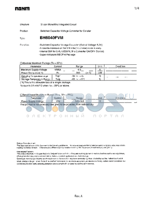 BH6040FVM datasheet - Switched Capacitor Voltage Converter for Cellular