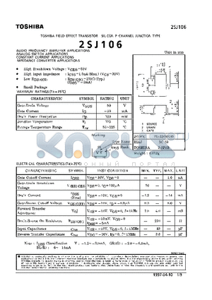 2SJ106 datasheet - P CHANNEL JUNCTION TYPE (AUDIO FREQUENCY AMPLIFIER APPLICATIONS)