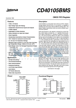 CD40105 datasheet - CMOS FIFO Register