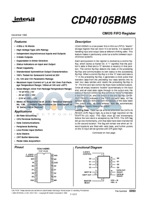 CD40105BMS datasheet - CMOS FIFO Register