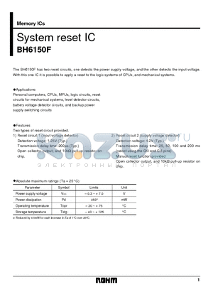 BH6150 datasheet - System reset IC