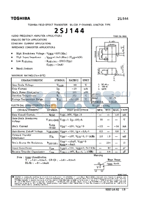 2SJ144 datasheet - P CHANNEL JUNCTION TYPE (AUDIO FREQUENCY AMPLIFIER APPLICATIONS)
