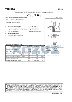 2SJ148 datasheet - P CHANNEL MOS TYPE (HGIH SPEED SWITCHING, ANALOG SWITCH, INTERFACE APPLICATIONS)