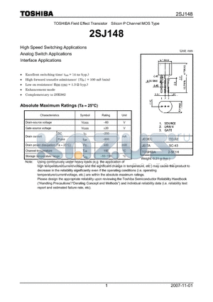 2SJ148 datasheet - High Speed Switching Applications