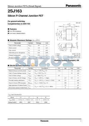 2SJ163 datasheet - Silicon P-Channel Junction FET