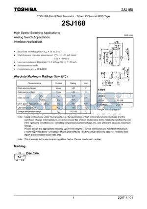 2SJ168 datasheet - Silicon P Channel MOS Type