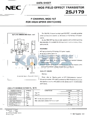 2SJ179 datasheet - P-CHANNEL MOS FET FOR HIGH SPEED SWITCHING