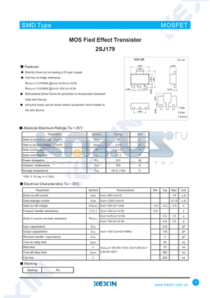 2SJ179 datasheet - MOS Fied Effect Transistor