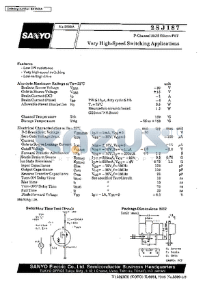 2SJ187 datasheet - Very High-Speed Switching Applications