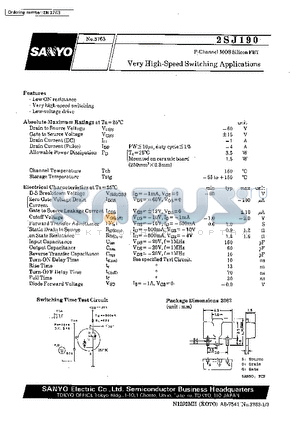 2SJ190 datasheet - Very High-Speed Switching Applications